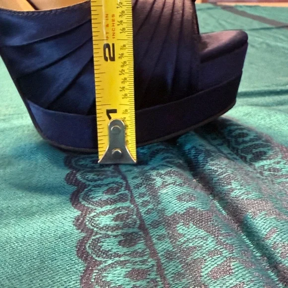 Jessica Simpson Navy Satin Peep Toe Heels - Picture 6 of 7